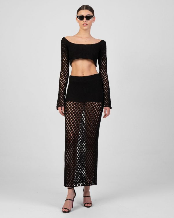 Dione Knit Maxi Skirt Black SS 2024