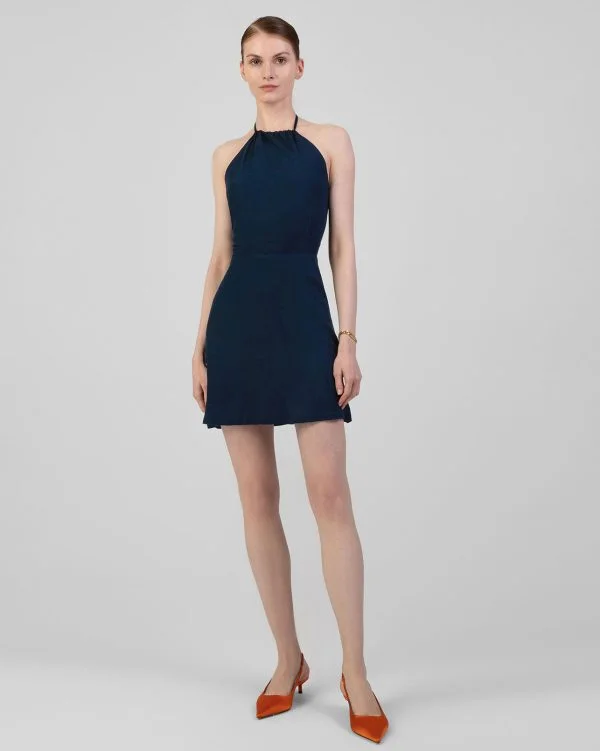 Maya Linen Blend Dress Dark Blue SS 2024