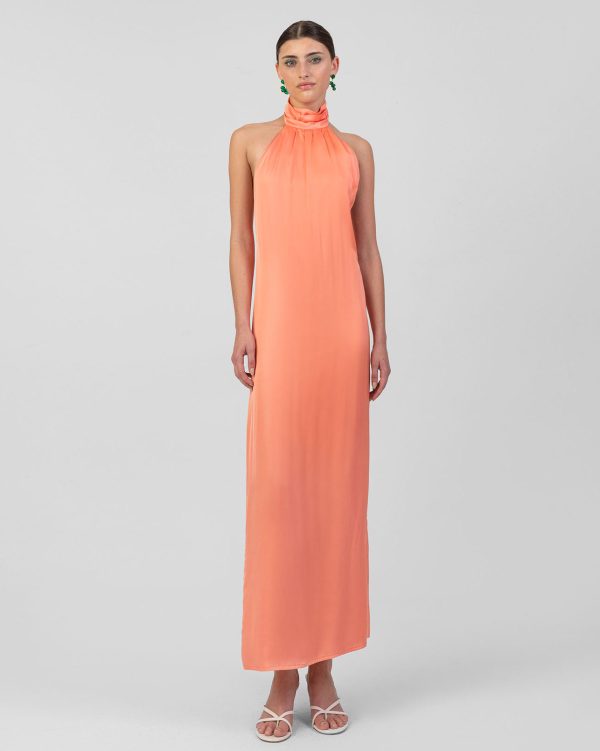 Helen Satin Dress Peach SS 2024
