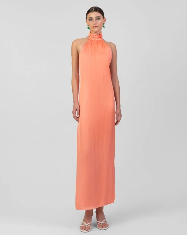 Helen Satin Dress Peach SS 2024