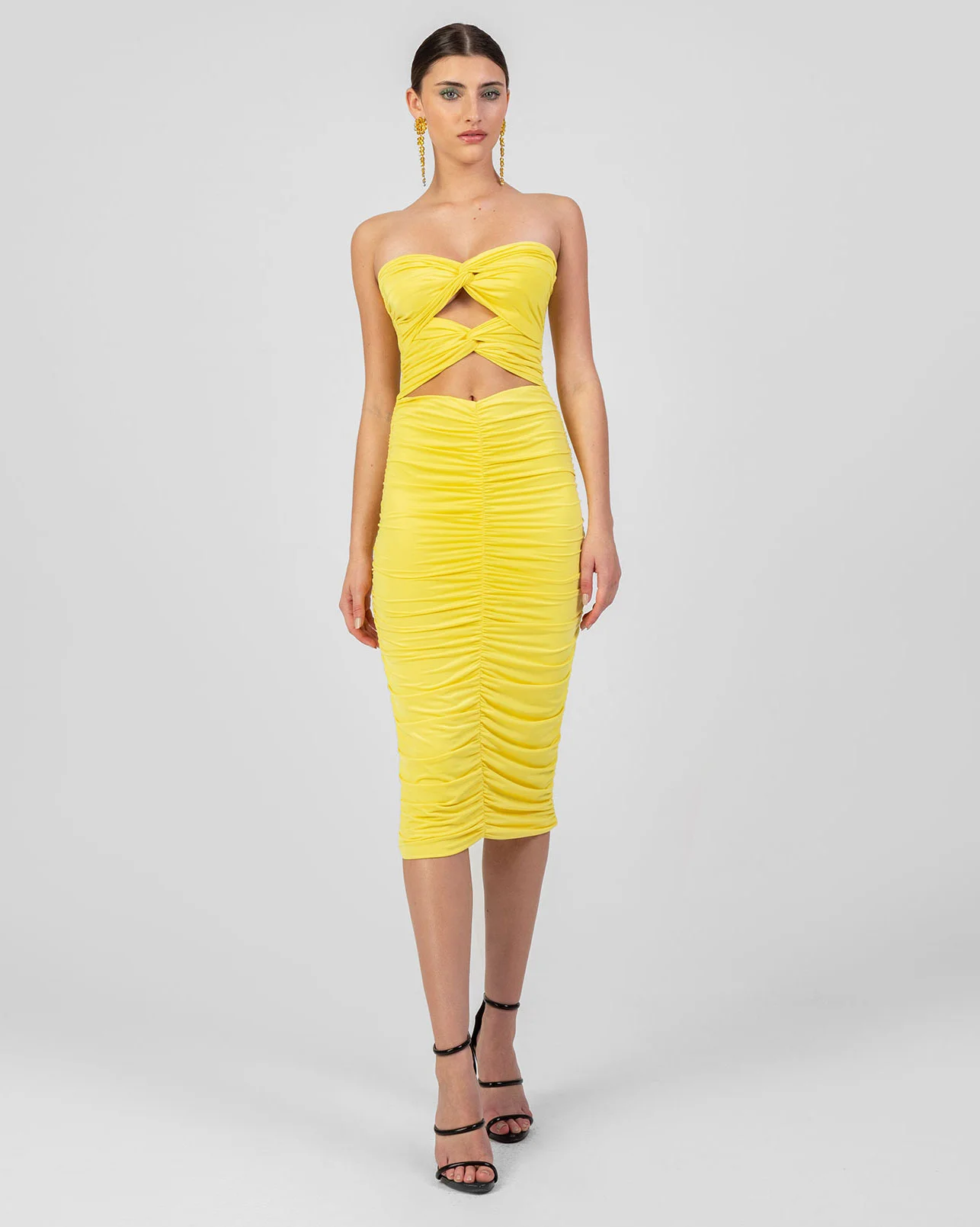 jersey midi dress yellow