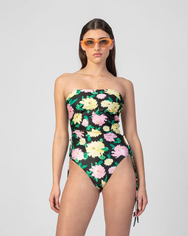 One Piece Swimsuit Floral Black SS 2024