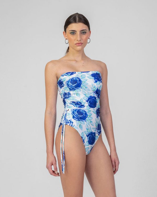 One-Piece Swimsuit Floral Blue SS 2024