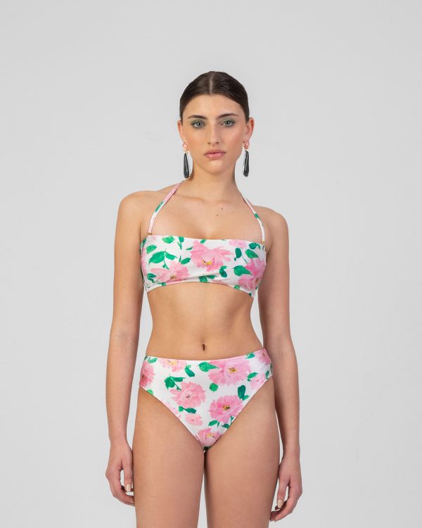 High Waist Bikini Bottom Floral Pink Sale