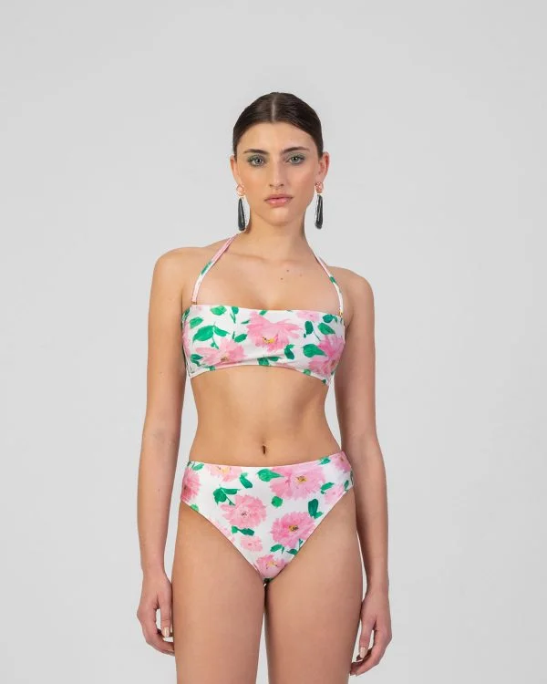 Bandeau Bikini Top Floral Pink Sale