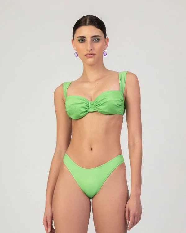 Ruched Balconette Bikini Top Lime Sale