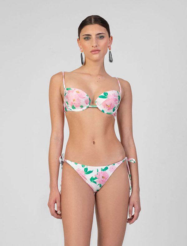 Side Tie Bikini Bottom (Floral Pink) Sale