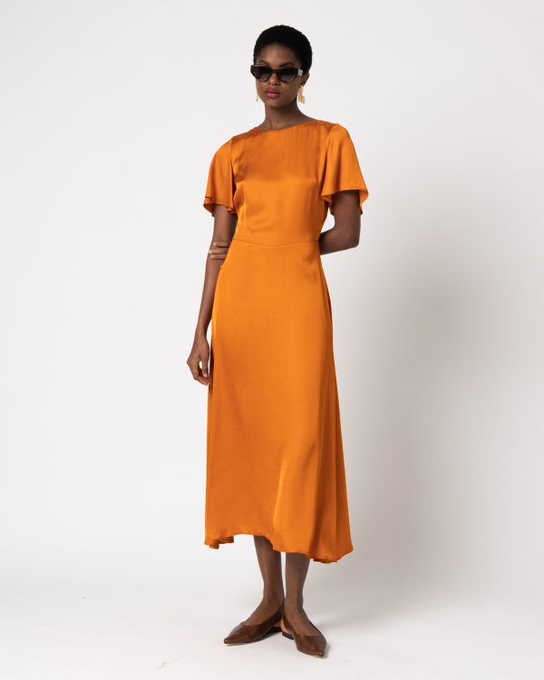 Celine Satin Dress Orange SS 2025
