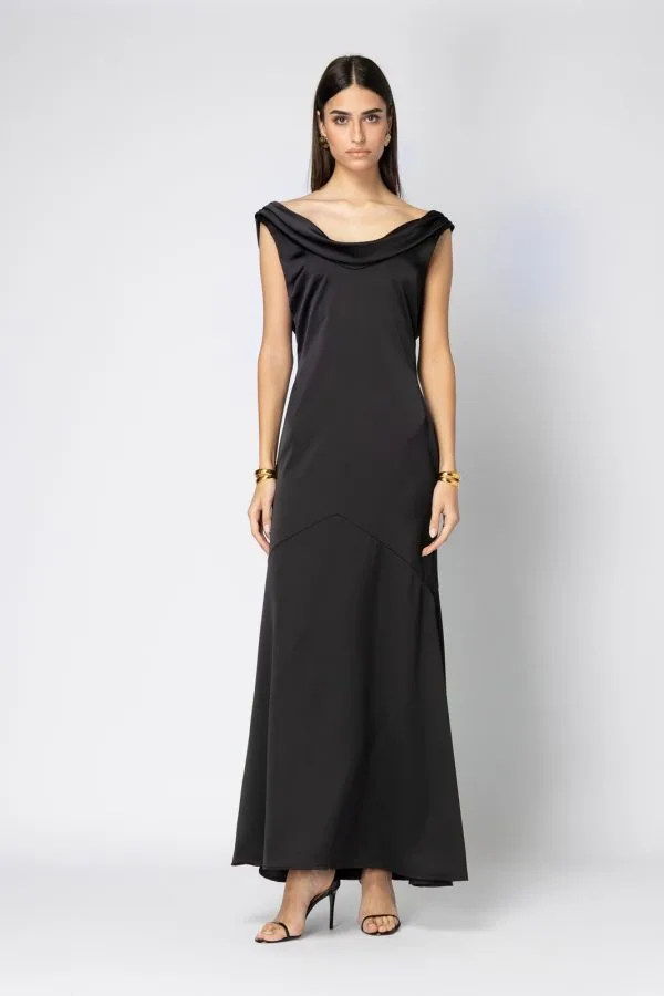 jade satin dress LAPOINTE Satin One Shoulder Dress